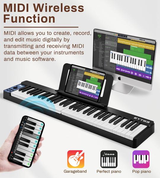 Imagem de Teclado de piano dobrável EYTSE 61 teclas semiponderado preto