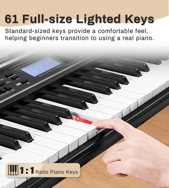 Imagem de Teclado de piano EYTSE 61 teclas para iniciantes com LCD e teclas iluminadas