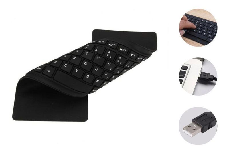 Imagem de Teclado Dobrável Flexível De Silicone Usb Notebook Pc Tablet - Briwax