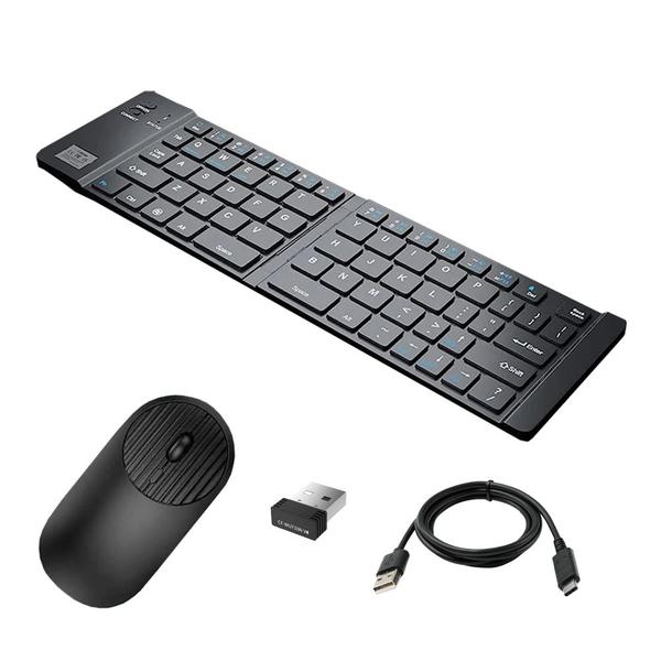 Imagem de Teclado Dobrável Portátil Bluetooth + Mouse Sem Fio Wireless para Notebook Celular e Tablet