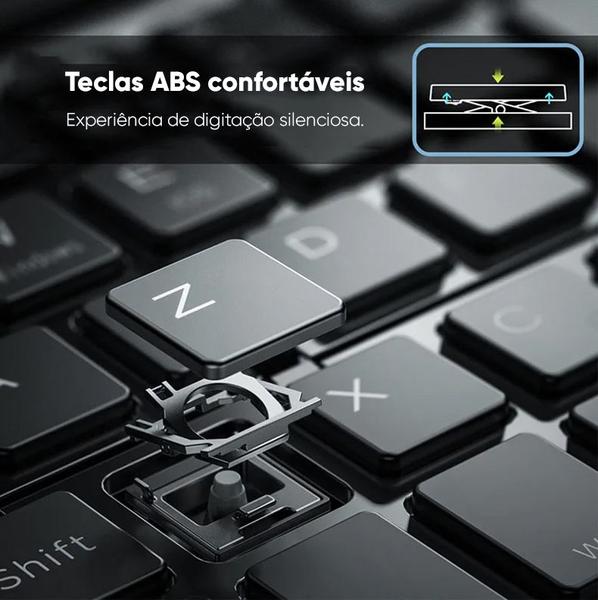 Imagem de Teclado Dobrável Portátil Bluetooth + Mouse Sem Fio Wireless para Notebook Celular e Tablet