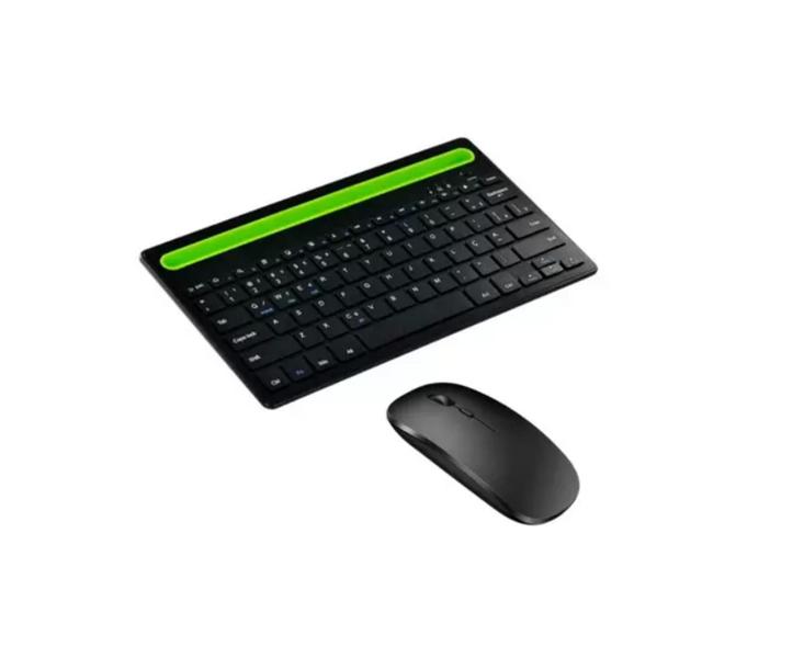 Imagem de Teclado e Mouse Bluetooth Recarregável Com Suporte Para Tablet Galaxy S9 Plus