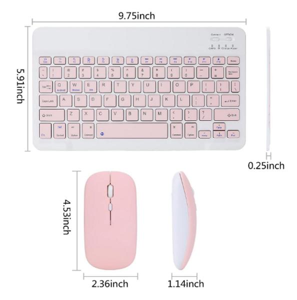 Imagem de  Teclado e mouse Bluetooth recarregável, ultrafino, portátil, compacto, s fio, para tablet, celular,