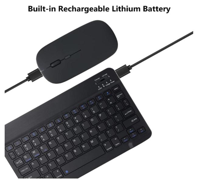 Imagem de  Teclado e mouse Bluetooth recarregável, ultrafino, portátil, compacto, s fio, para tablet, celular,