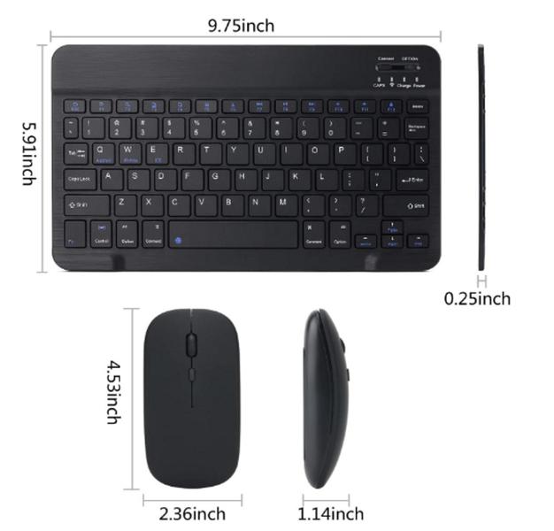 Imagem de  Teclado e mouse Bluetooth recarregável, ultrafino, portátil, compacto, s fio, para tablet, celular,