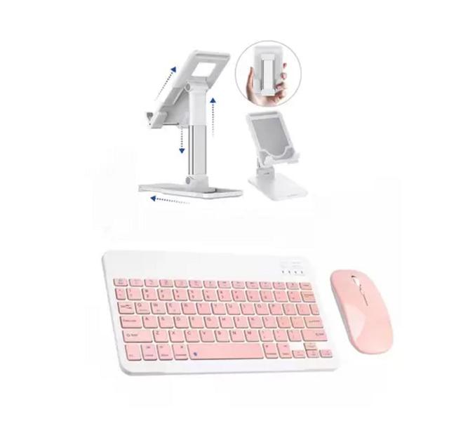 Teclado E Mouse Bluetooth + Suporte Para Tablet Samsung Galaxy Tab A8 X200 10,5 - FAM Imagem de Teclado E Mouse Bluetooth + Suporte Para Tablet Samsung Galaxy Tab A8 X200 10,5