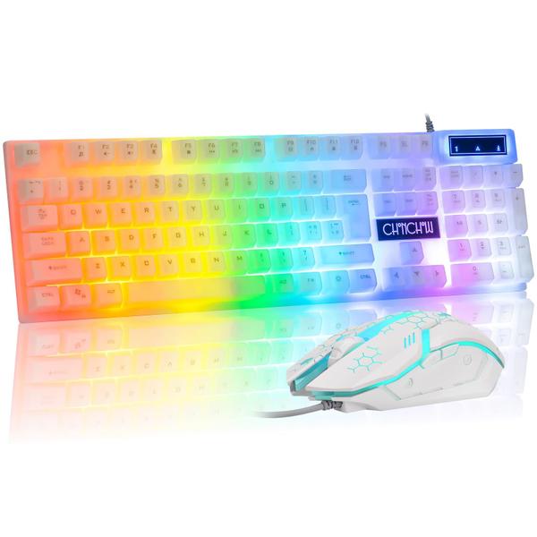 Imagem de Teclado e mouse CHONCHOW LED Rainbow Backlit 104 teclas