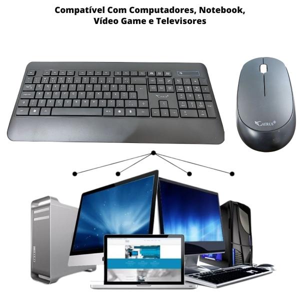 Imagem de Teclado e Mouse Combo Sem Fio Usb 10m 2.4ghz Brasil Preto