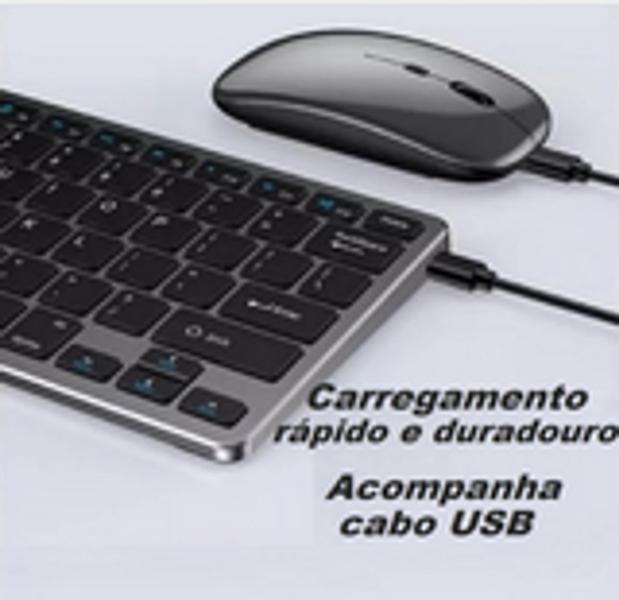 Imagem de Teclado e Mouse compacto pequeno sem fio bluetooth recarregável silencioso tablet celular notebook