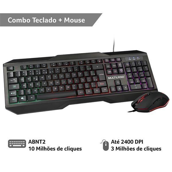Teclado E Mouse Gamer 2400dpi Com Fio Led Multilaser - Tc239 F083 Imagem de Teclado E Mouse Gamer 2400dpi Com Fio Led Multilaser - Tc239 F083