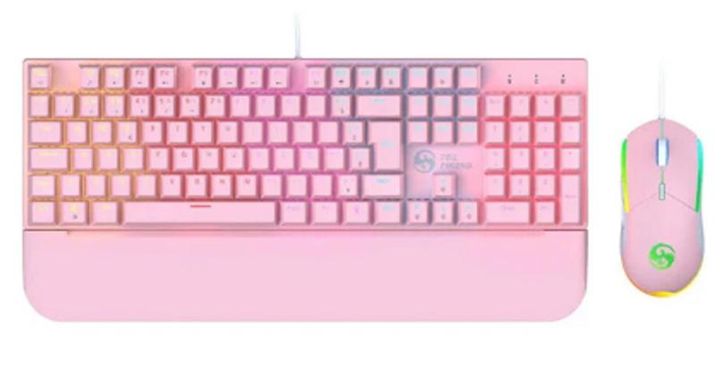 Imagem de Teclado E Mouse Gamer Mecânico Switch Blue Abnt2 Fire Phenix Rgb Switch Blue Rosa