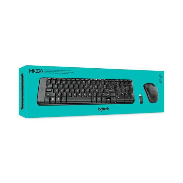 Imagem de Teclado E Mouse Logitech Mk220 Sem Fio Compacto Preto Abnt2 - 920-004431