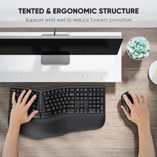 Imagem de Teclado e mouse MEETION ergonômico sem fio recarregável