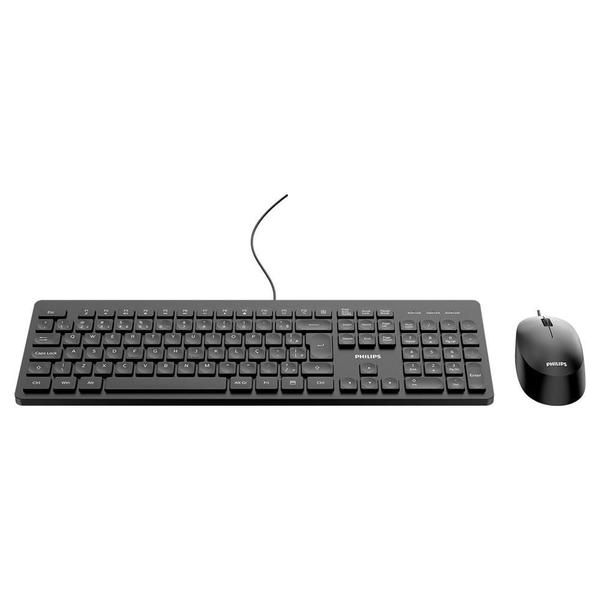 Imagem de Teclado e Mouse Philips, USB, ABNT2, Perfil Baixo, Preto - SPT6208B-  SPT6208B/FG