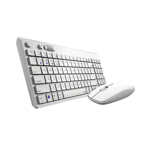 Imagem de Teclado E Mouse Rapoo Bluetooth + 2.4 Ghz White Garantia 5Anos Com Pilha - 8050T - RA004