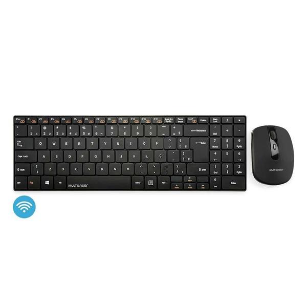 Imagem de Teclado E Mouse Sem Fio 2.4 Ghz Multimidia Preto Usb Slim Tc202