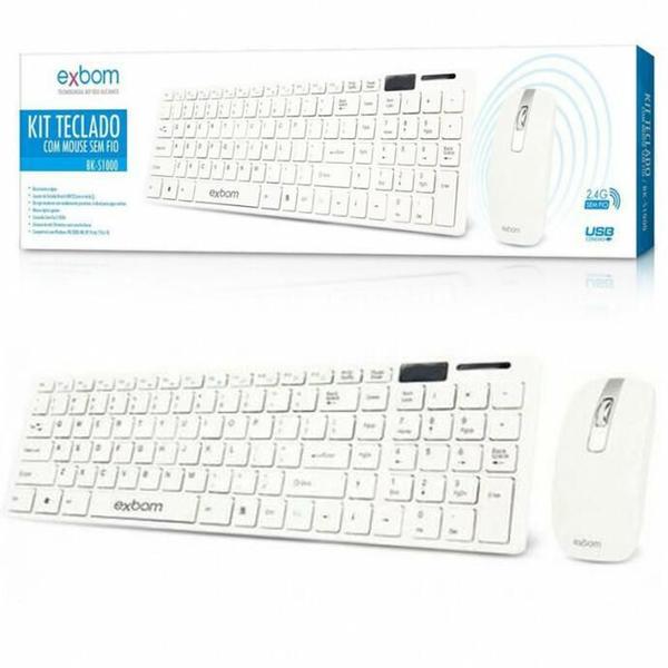 Imagem de Teclado E Mouse Sem Fio 2.4Ghz Branco Exbom - Bk-S1000