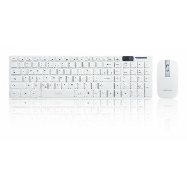 Imagem de Teclado E Mouse Sem Fio 2.4Ghz Branco Exbom - Bk-S1000