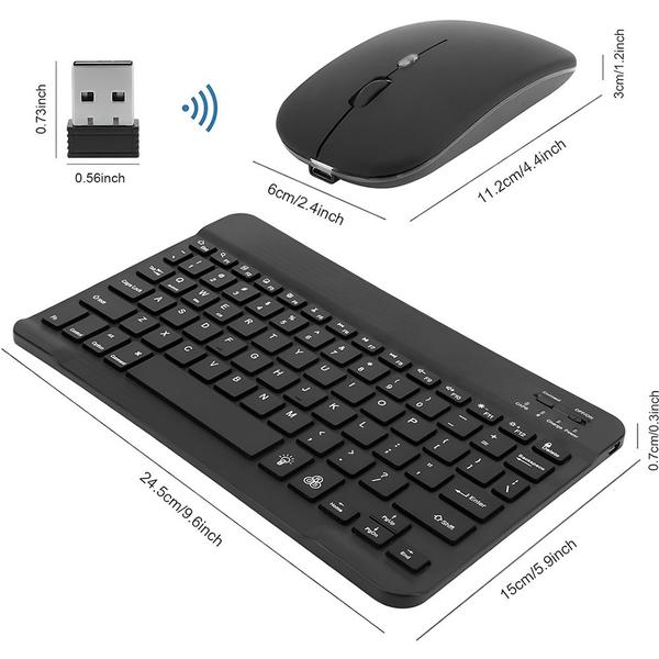 Imagem de Teclado e Mouse Sem Fio A6732 Slim Recarregável Preto