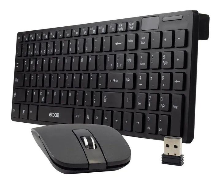 Imagem de Teclado E Mouse Sem Fio Bk-s1000 Preto Super Slim mod apple