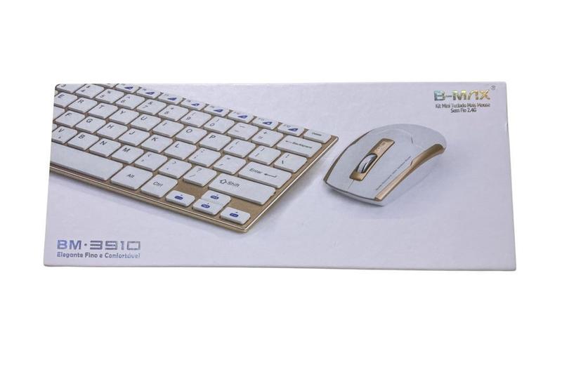 Imagem de Teclado e Mouse sem Fio Compacto Dourado Elegante Fino Leve portátil p/ PC notebook