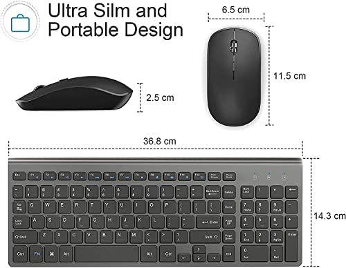 Imagem de Teclado e Mouse Sem Fio Ergonômico e Slim - Cinza/Preto 2.4G