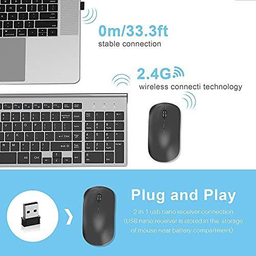 Imagem de Teclado e Mouse Sem Fio Ergonômico e Slim - Cinza/Preto 2.4G