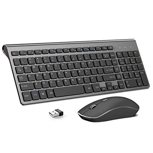 Imagem de Teclado e Mouse Sem Fio Ergonômico e Slim - Cinza/Preto 2.4G