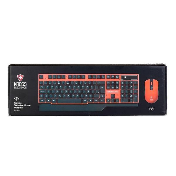 Imagem de Teclado e Mouse Sem Fio Kross Wireless, USB, ABNT2, Vermelho e Preto - KE-KM553V1 - Kross Elegance