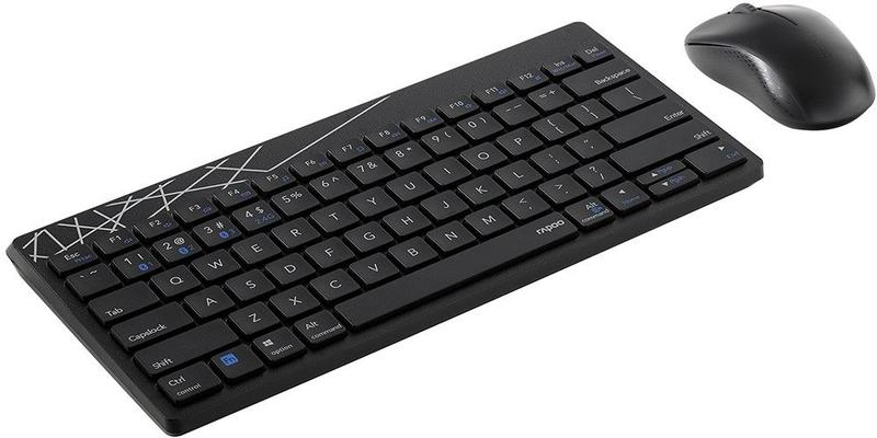 Imagem de Teclado e Mouse Sem Fio Rapoo 8000M Bluetooth e 2.4G (Ingles)