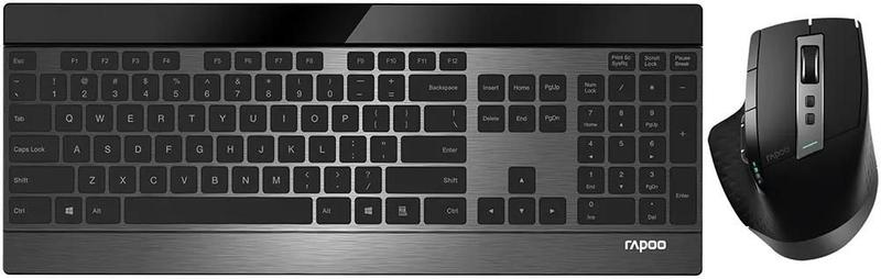 Imagem de Teclado e Mouse Sem Fio Rapoo 9900M Bluetooth e 2.4G (Ingles)