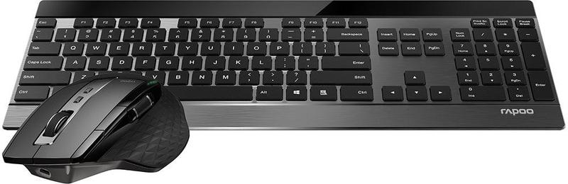 Imagem de Teclado e Mouse Sem Fio Rapoo 9900M Bluetooth e 2.4G (Ingles)