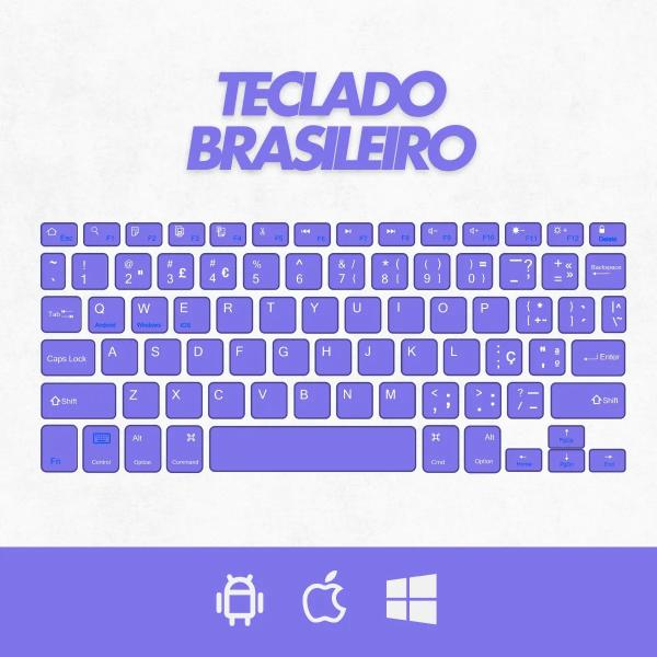 Imagem de Teclado e Mouse sem Fio Roxo com Conexão Bluetooth ABNT 1