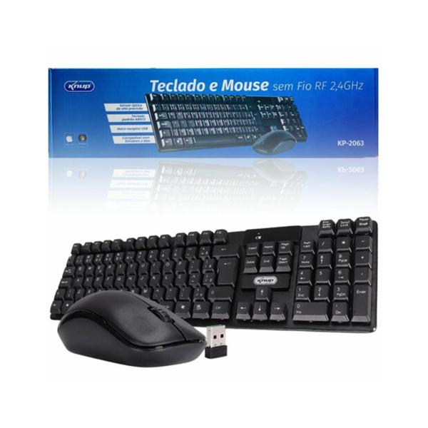 Imagem de Teclado e Mouse Sem Fio Wireless ABNT2 2,4GHz KP-2063 Knup