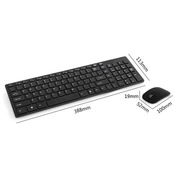 Imagem de Teclado E Mouse Wireless Sem Fio Ultra Slim Pc - Preto