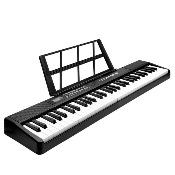 Teclado Eletrônico Tomate MSY9995 Preto 61 Teclas Dobrável