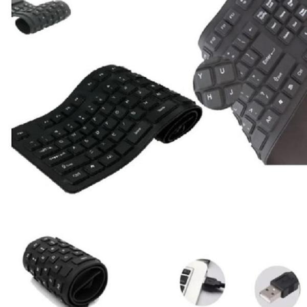 Imagem de Teclado Emborrachado Dobrável Usb Laptop Pc Tablet Com Fio