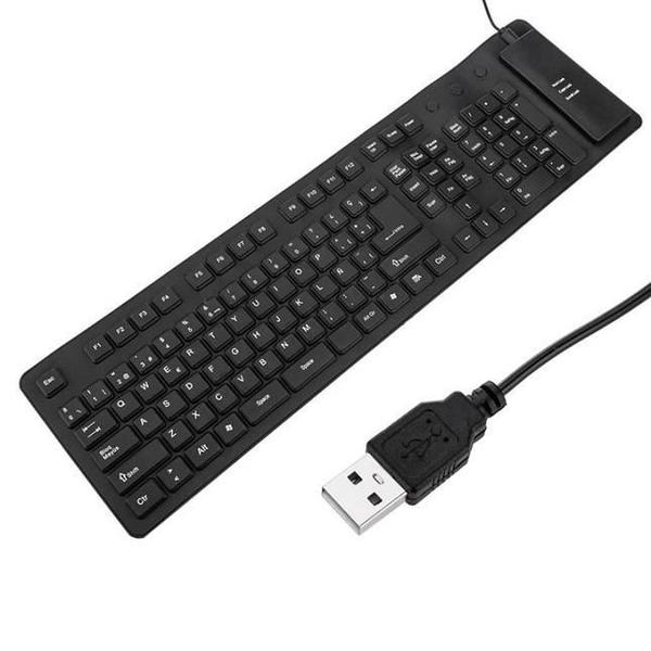 Imagem de Teclado Emborrachado Dobrável Usb Laptop Pc Tablet Com Fio