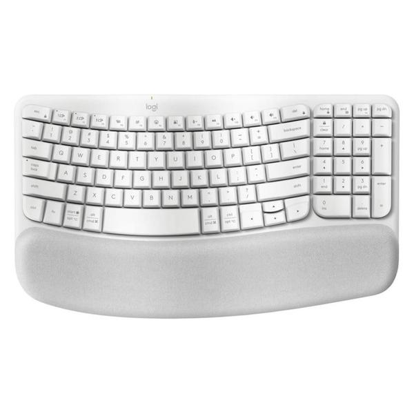 Imagem de Teclado Ergonômico Logitech, Wave Keys, Bluetooth, Compacto, Branco