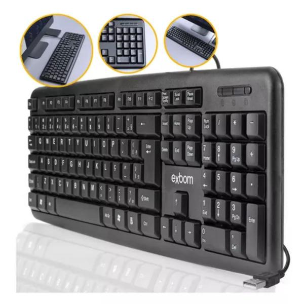 Imagem de Teclado Exbom Padrão Abnt2 Com Fio USB P/ Pc Notebook Bk-102