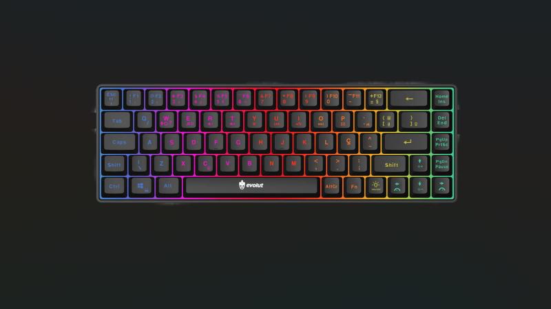 Imagem de Teclado fay - 60% - rainbow membrana - evolut gamer