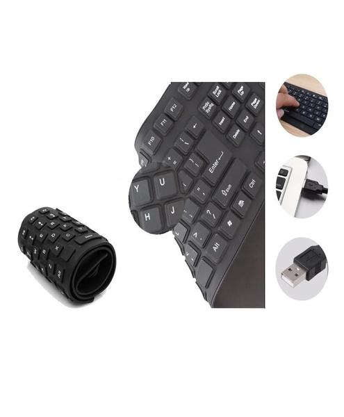 Imagem de Teclado Flexível De Silicone Dobrável Usb, P/ Notebook, Pc