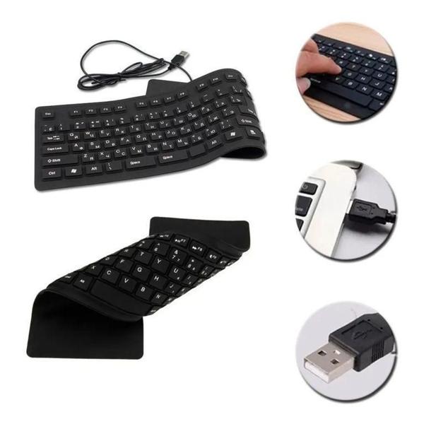 Imagem de Teclado Flexível De Silicone Usb Dobrável Notebook Pc Tablet