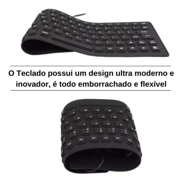 Imagem de Teclado Flexível De Silicone Usb Dobrável Notebook Pc Tablet