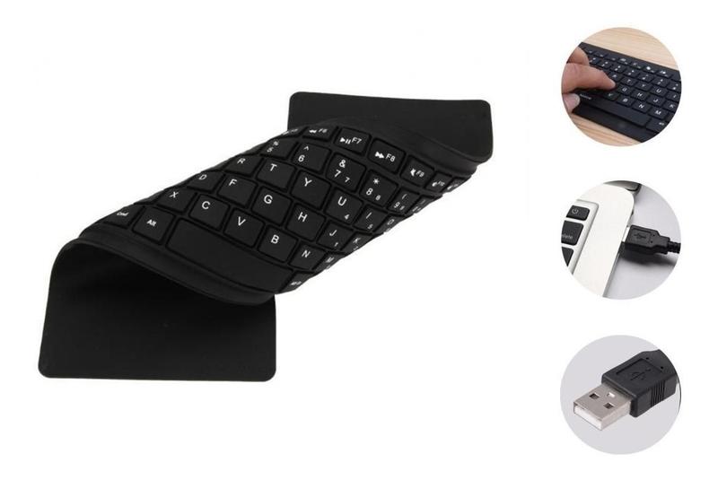 Imagem de Teclado Flexível De Silicone Usb Dobrável Notebook Pc Tablet