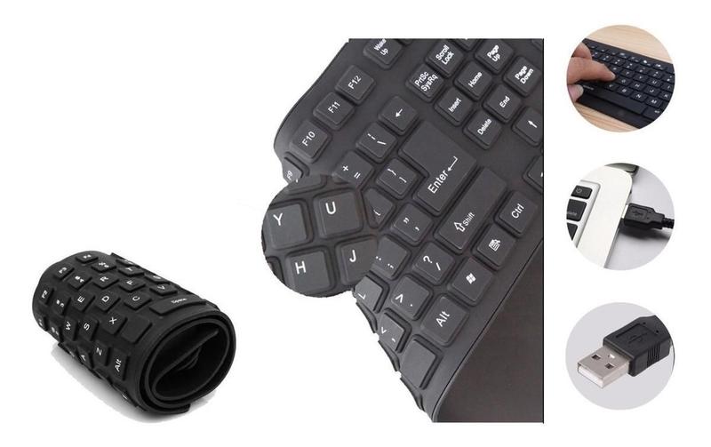 Imagem de Teclado Flexível De Silicone Usb Dobrável Notebook Pc Tablet