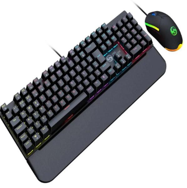 Imagem de Teclado Game mecanico e Mouse Abnt2 Gamer Rgb Switch Blue Bk03