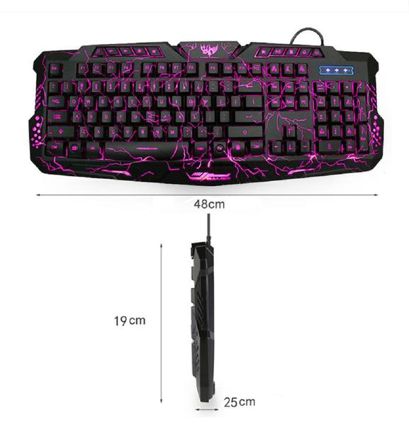 Imagem de Teclado Gamer 3 Cores Led Retroiluminado Usb Pc backlight