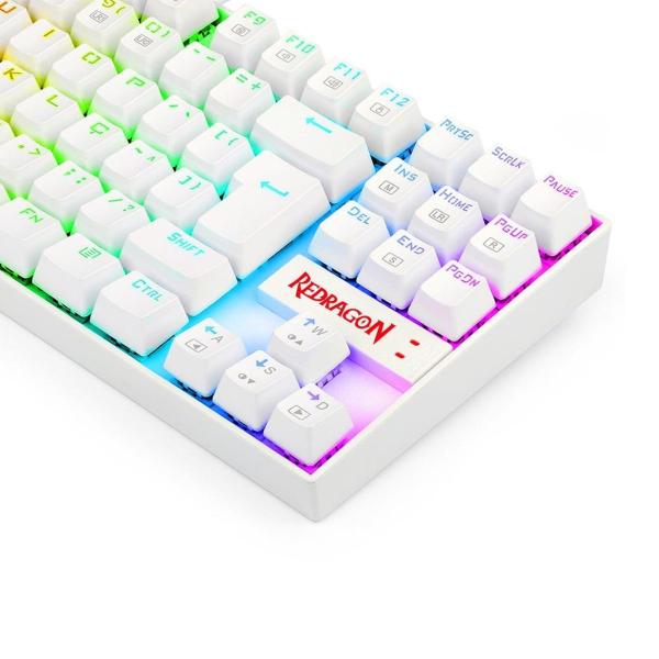 Imagem de Teclado gamer branco redragon mecanico kumara rgb switch preto k552w