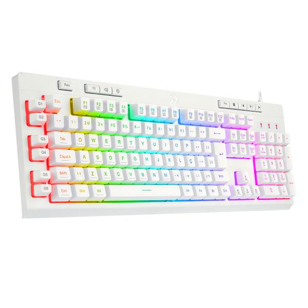 Imagem de Teclado gamer branco redragon membrana shiva k512w rgb abnt2